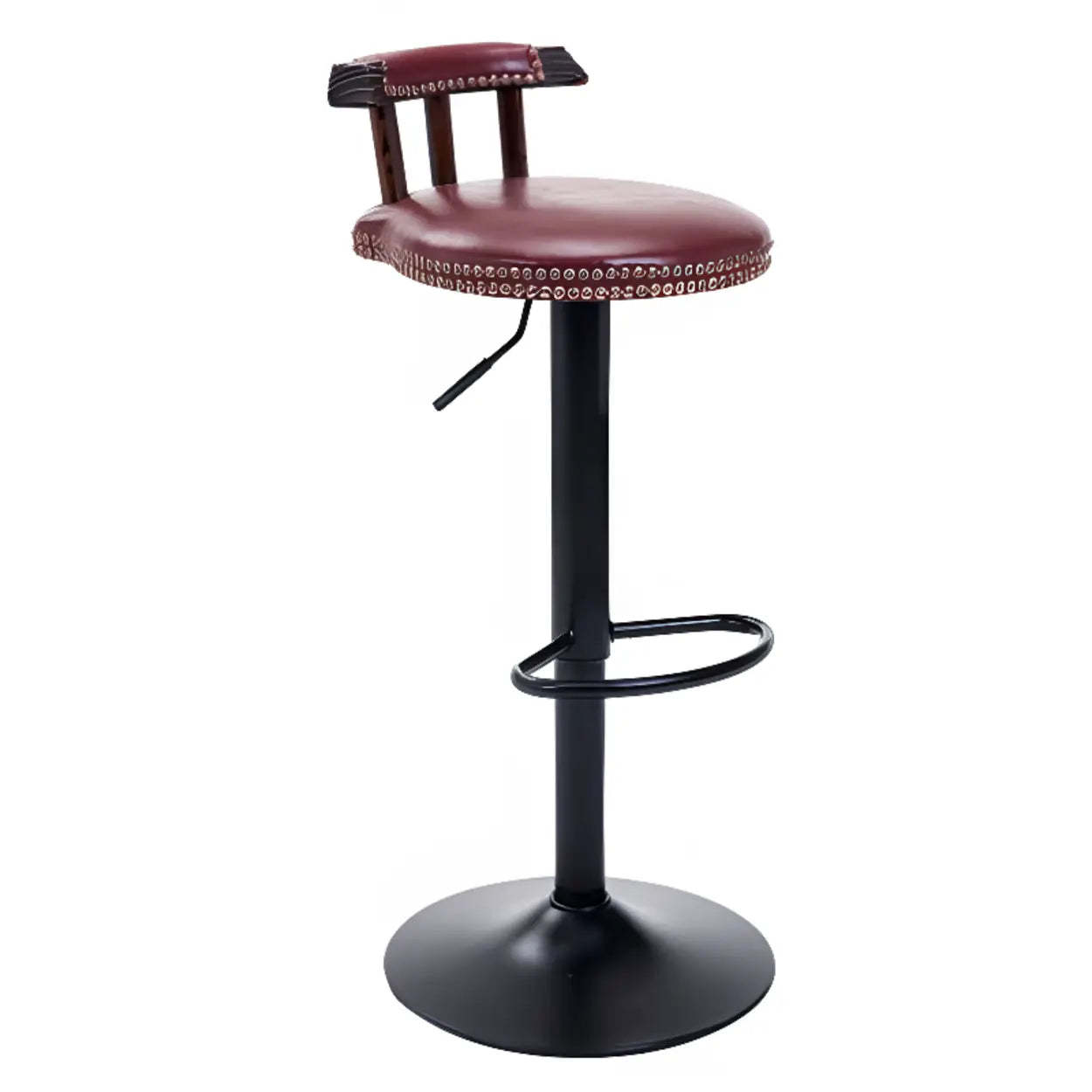 Swivel Round Leather Bar Stool with Back — Green
