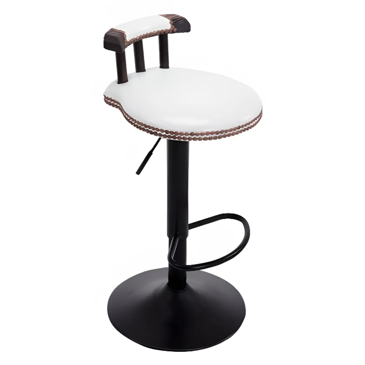 Swivel Round Leather Bar Stool with Back — Army Green