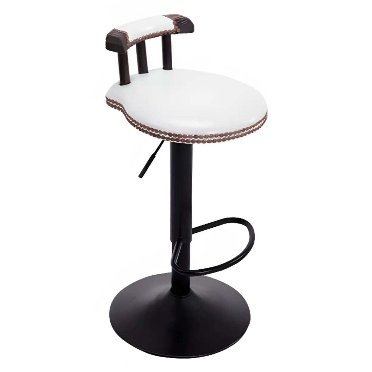 Swivel Round Leather Bar Stool with Back — Army Green