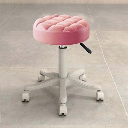 Round Leather Swivel Bar Stool on Wheels