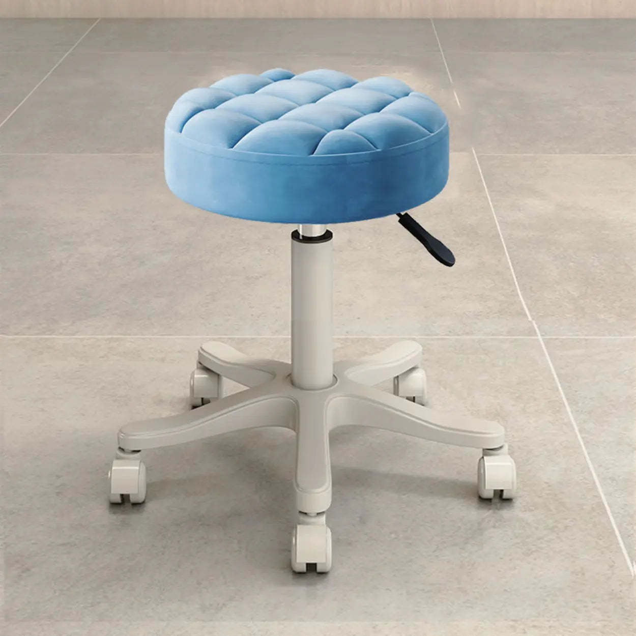 Round Leather Swivel Bar Stool on Wheels
