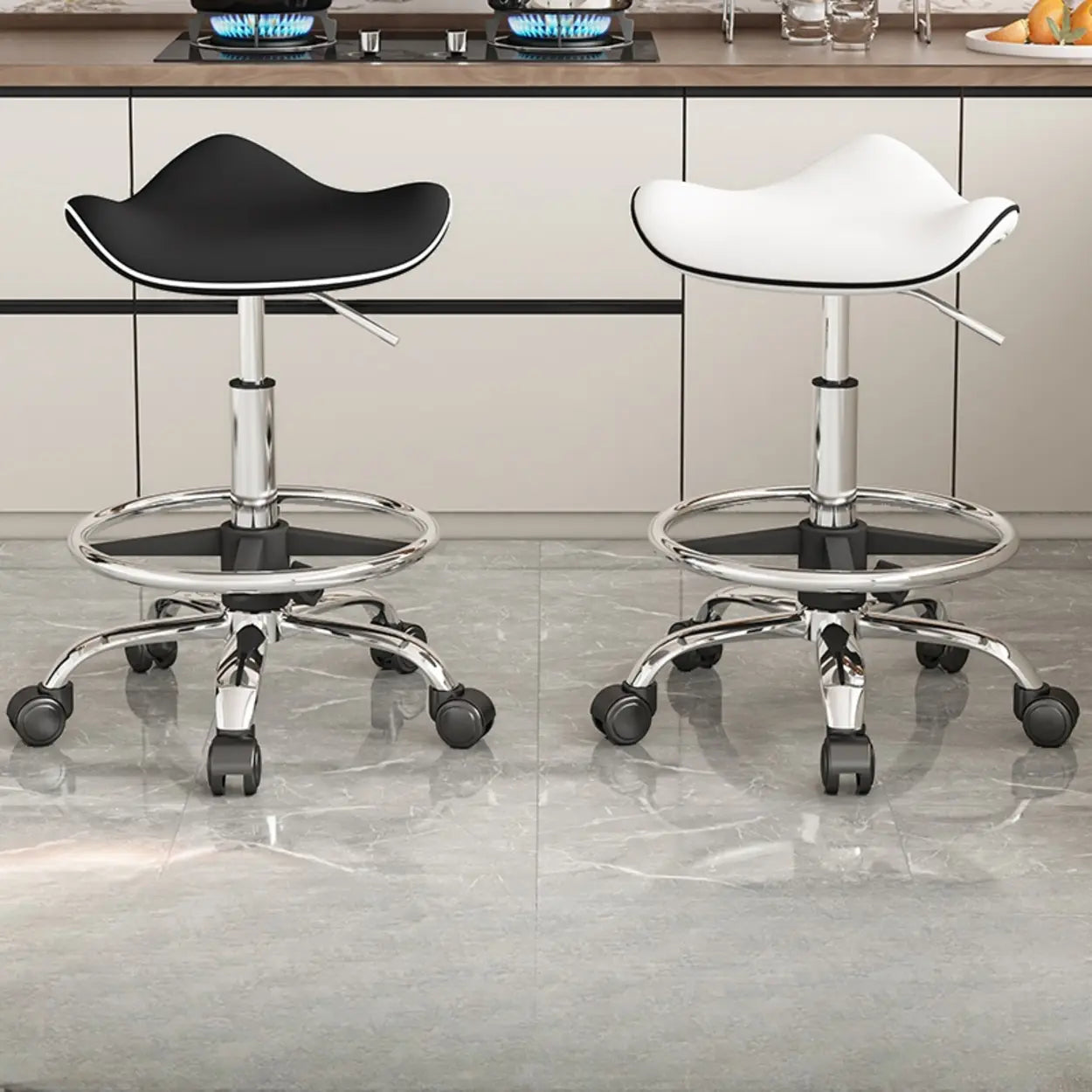 Modern saddle stainless black bar & counter stools