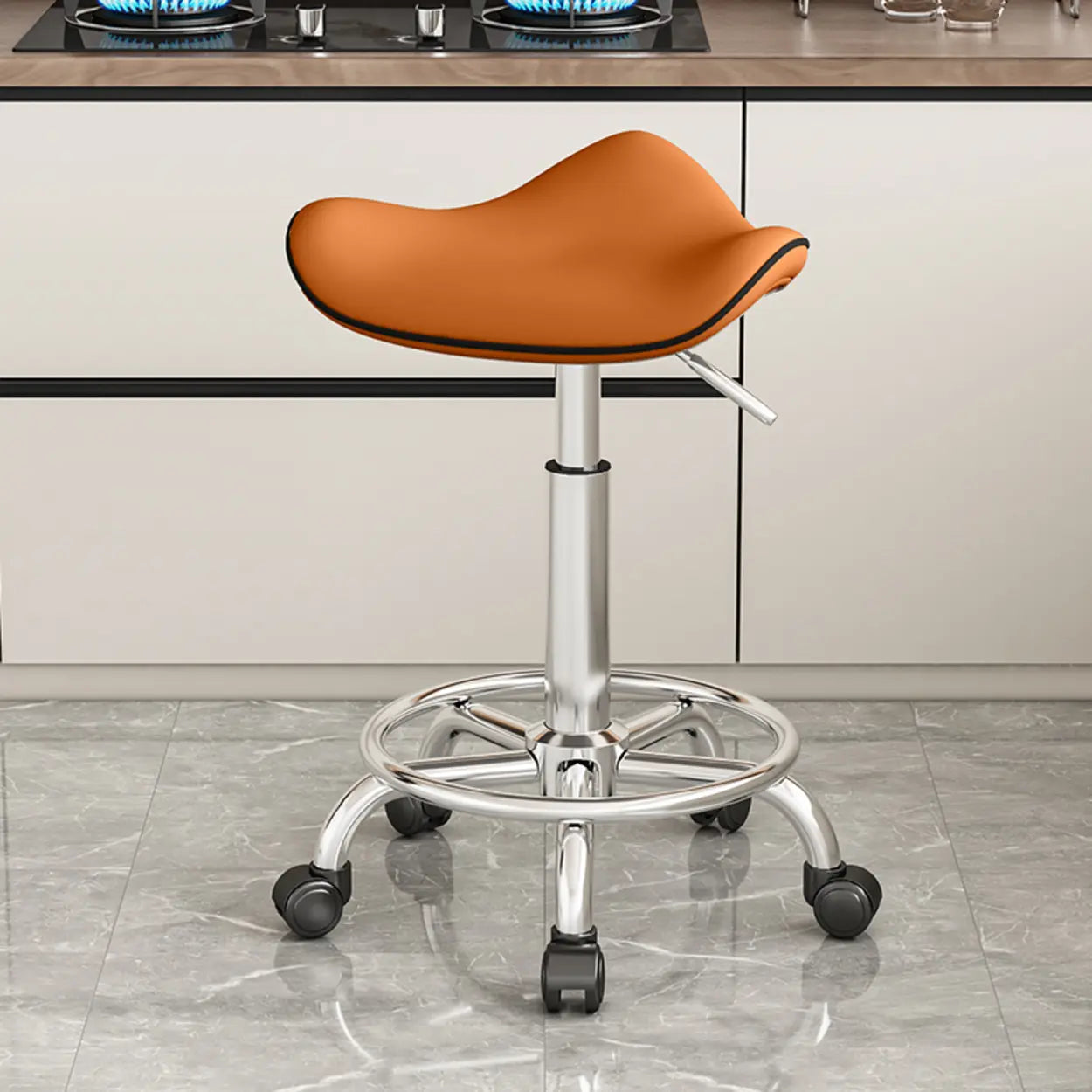 Modern saddle stainless gray bar & counter stools