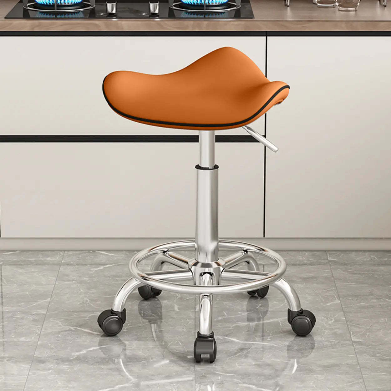 Modern saddle stainless gray bar & counter stools
