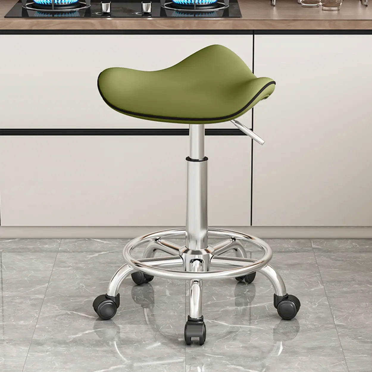 Saddle Stainless Steel Swivel Bar Stool
