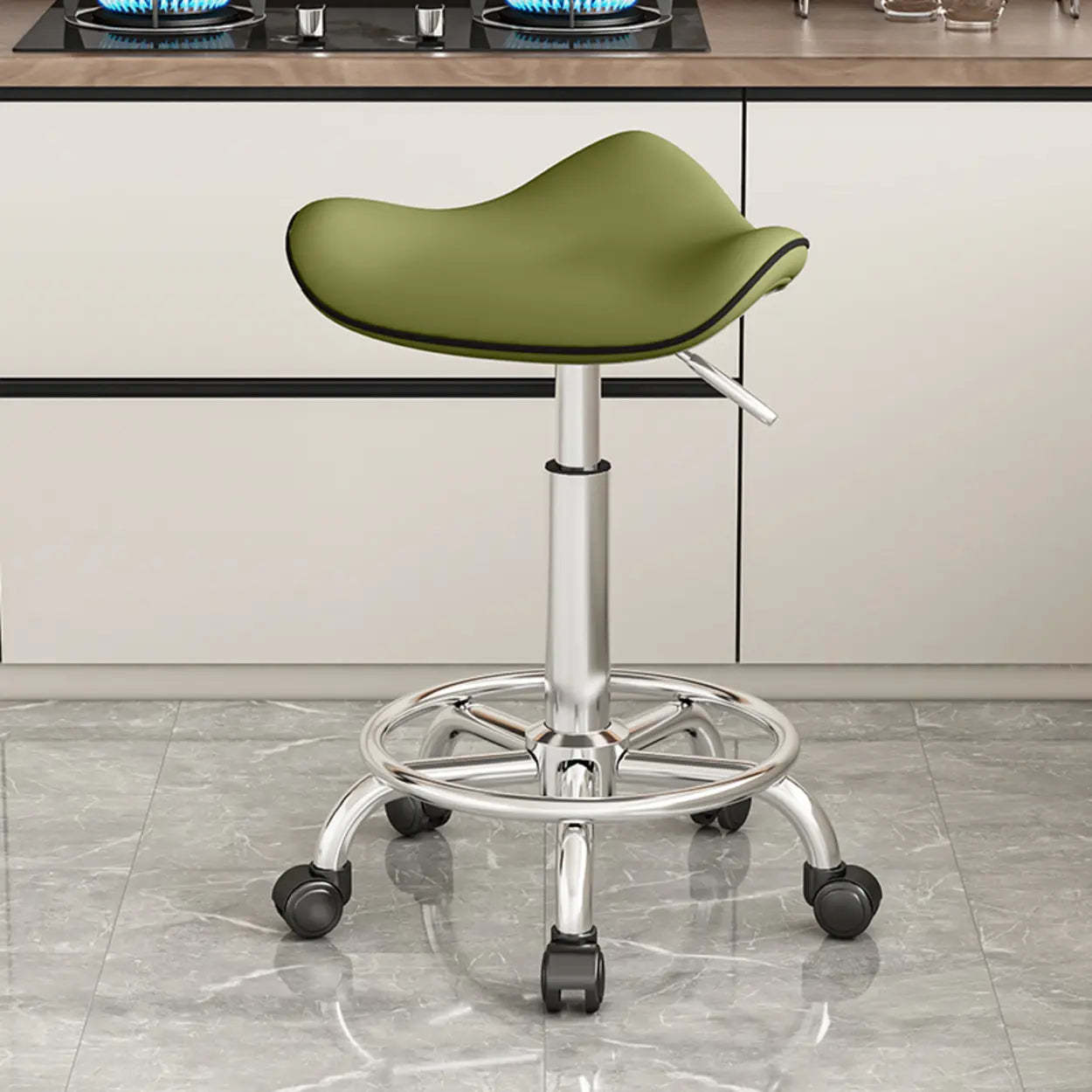 Saddle Stainless Steel Swivel Bar Stool