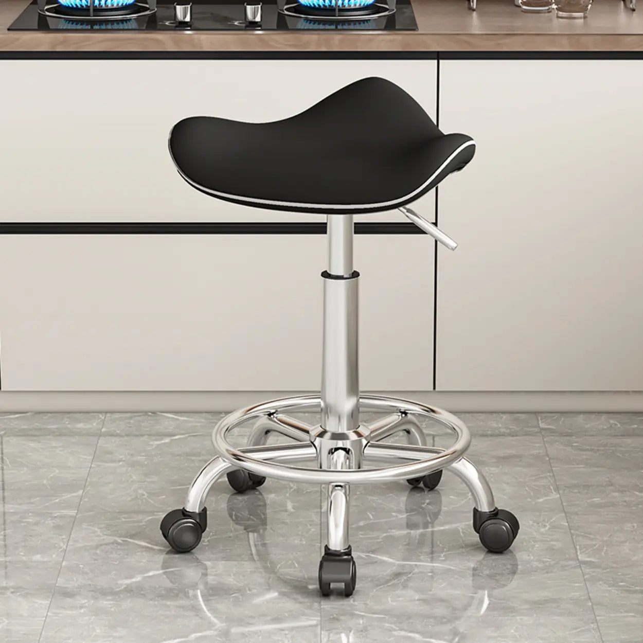 Modern stainless saddle beige bar & counter stools