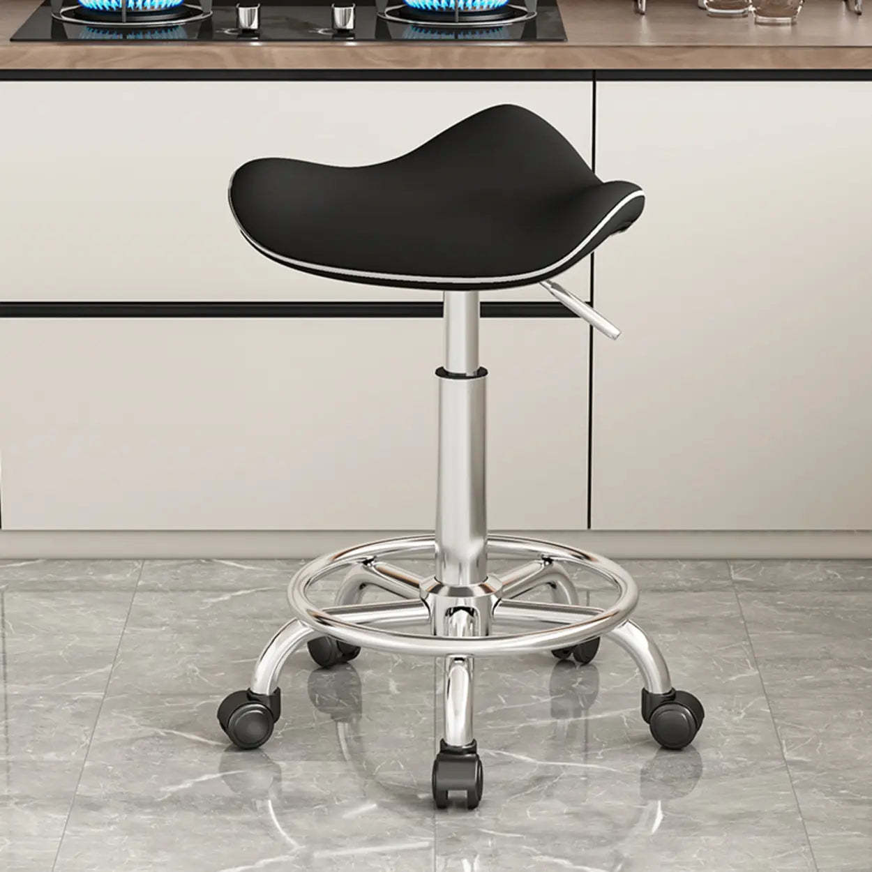 Modern stainless saddle beige bar & counter stools