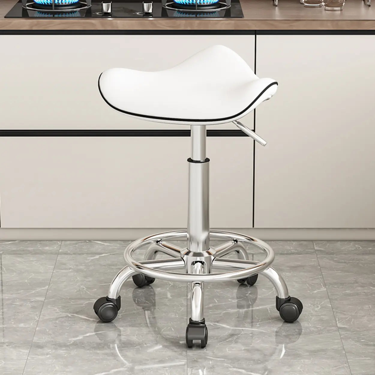 Gray modern stainless saddle bar & counter stools — Light Brown