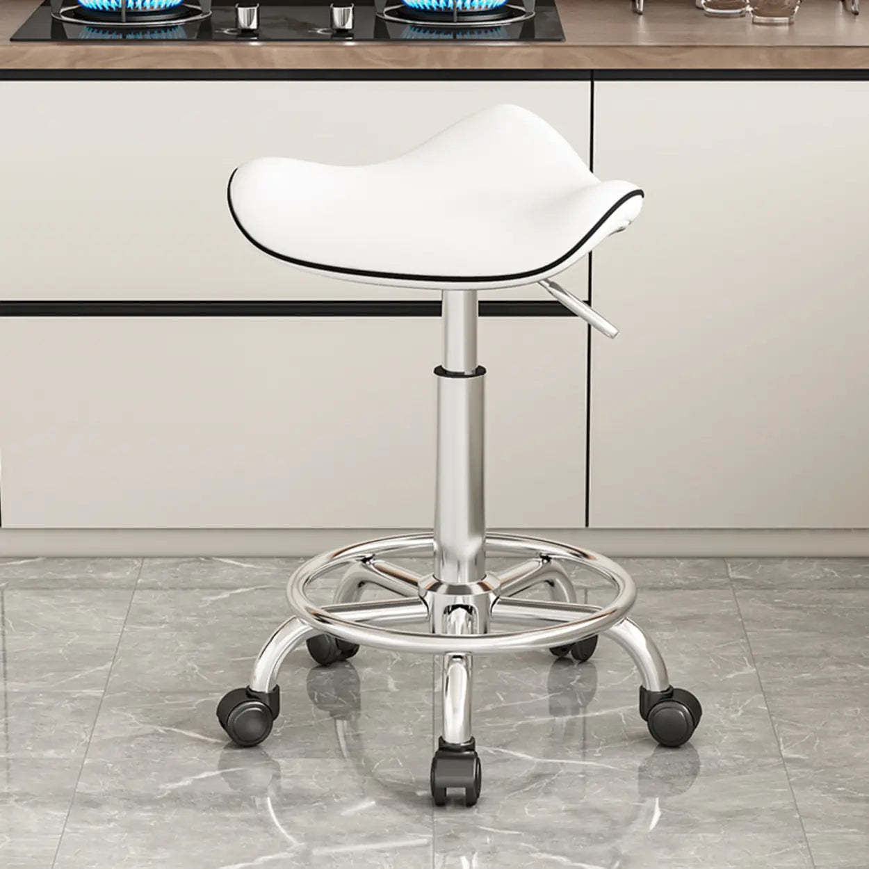 Gray modern stainless saddle bar & counter stools — Light Brown
