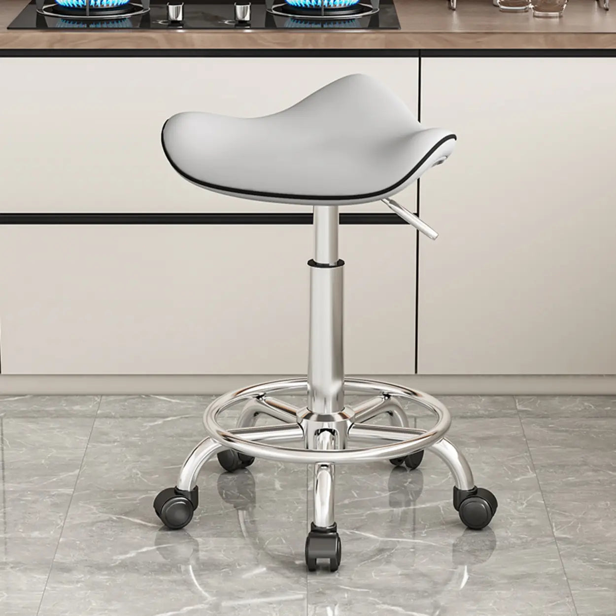 Modern stainless saddle gray bar & counter stools — Army Green