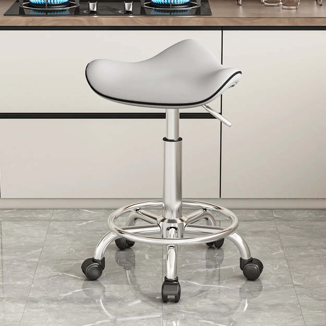 Modern stainless saddle gray bar & counter stools — Army Green