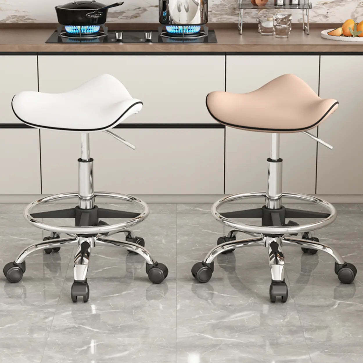Saddle Stainless Steel Swivel Bar Stool — Orange