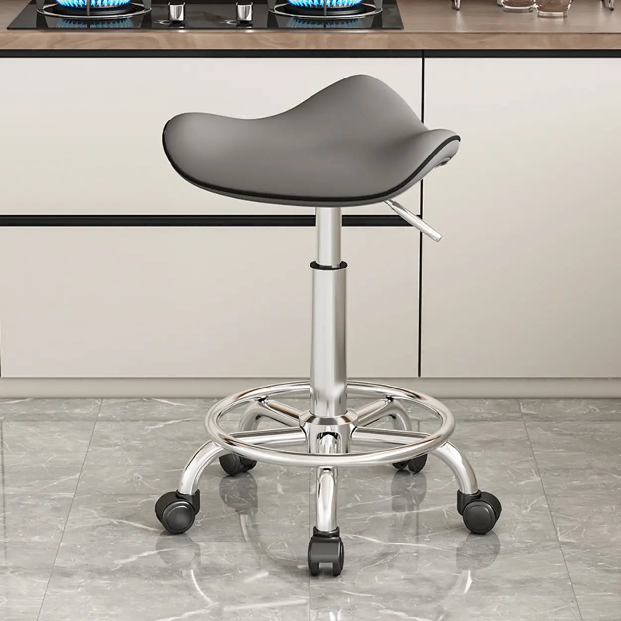 Lighom modern stainless saddle gray bar & counter stools in steel — Dark Gray