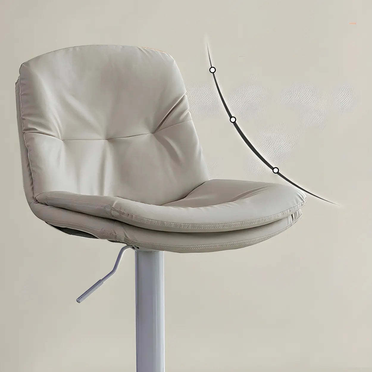 Swivel Beige Faux Leather Bucket Adjustable Bar Stool
