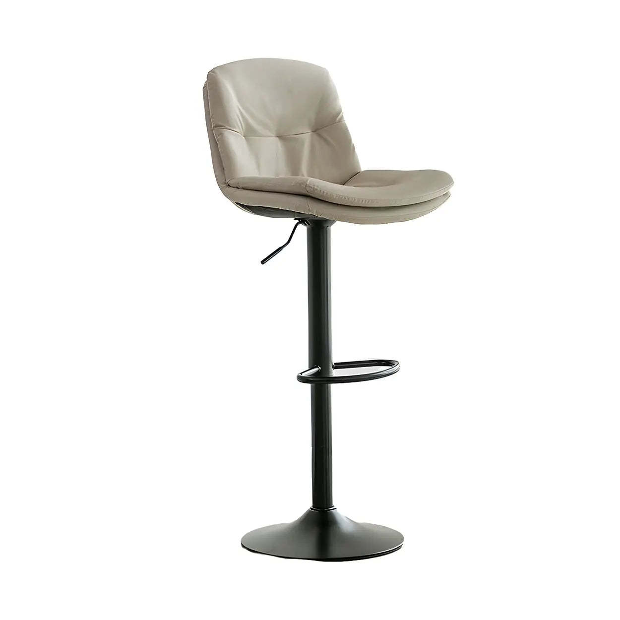 Swivel Beige Faux Leather Bucket Adjustable Bar Stool