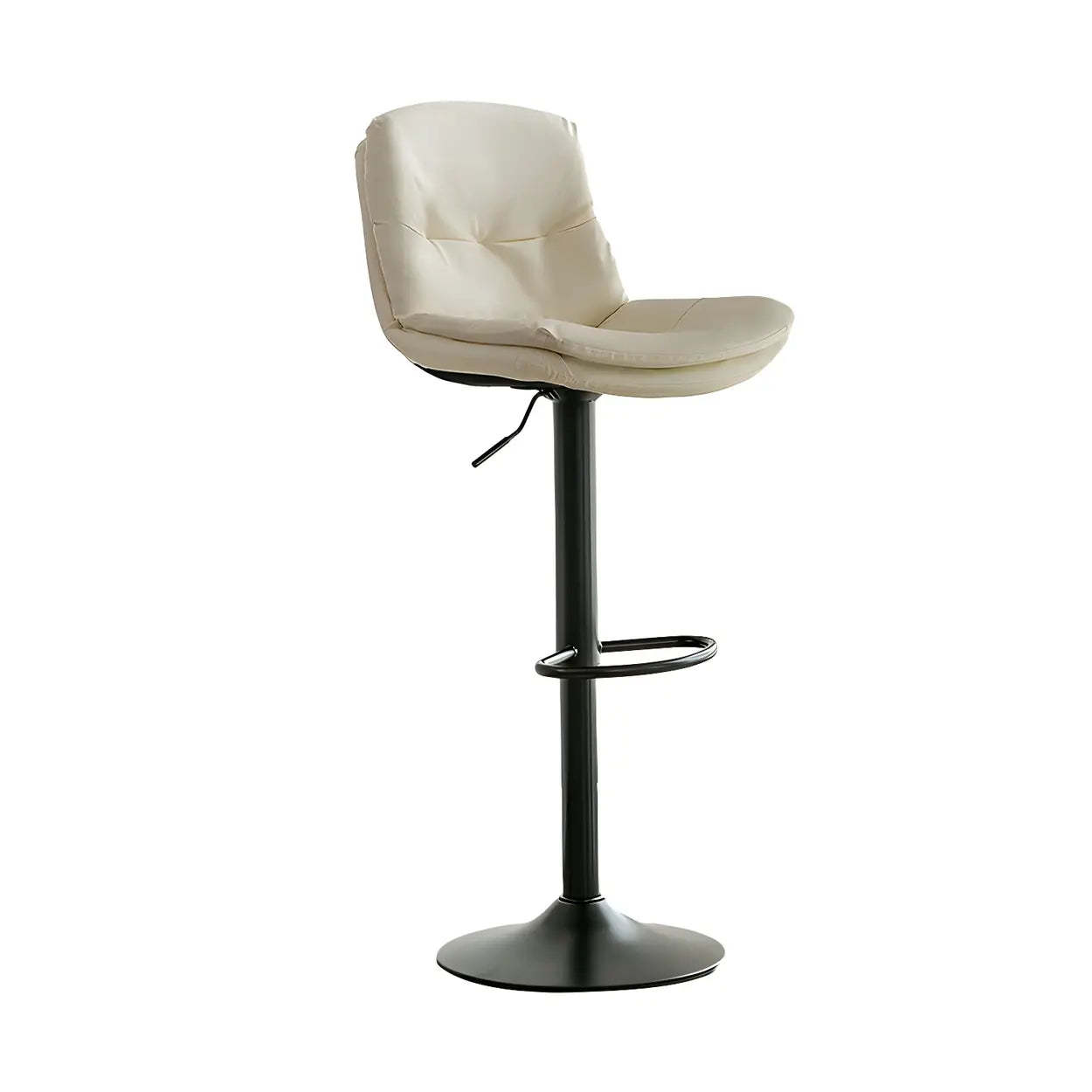 Leather bucket faux beige leather bar & counter stools, Lighom — Black