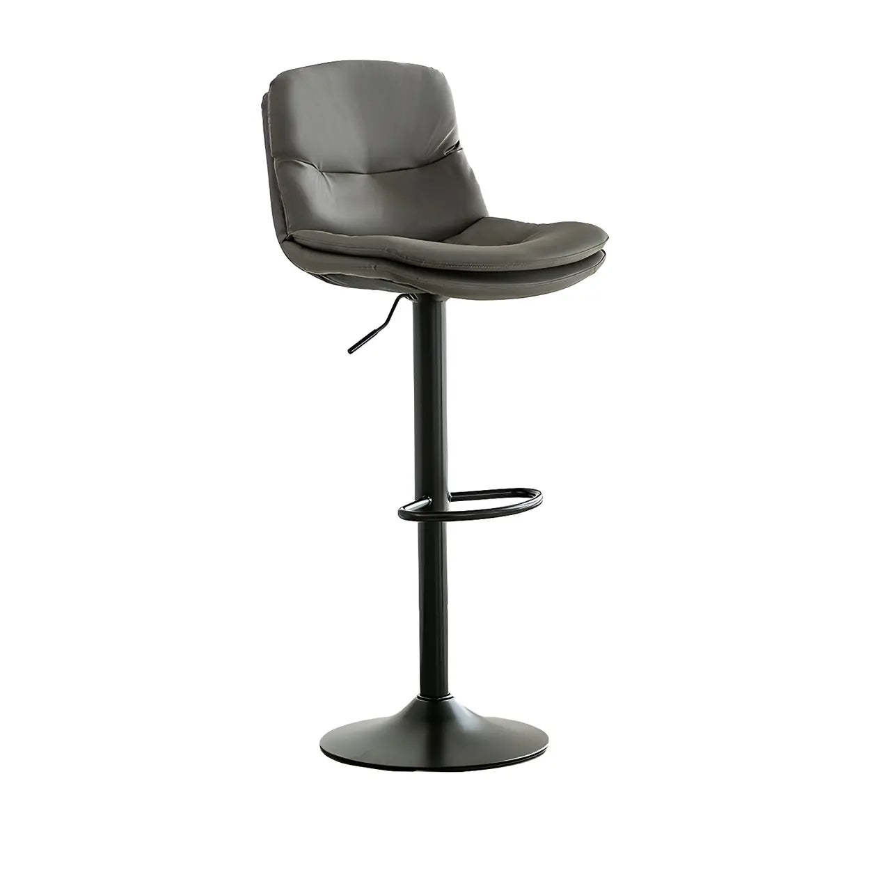 Swivel Beige Faux Leather Bucket Adjustable Bar Stool