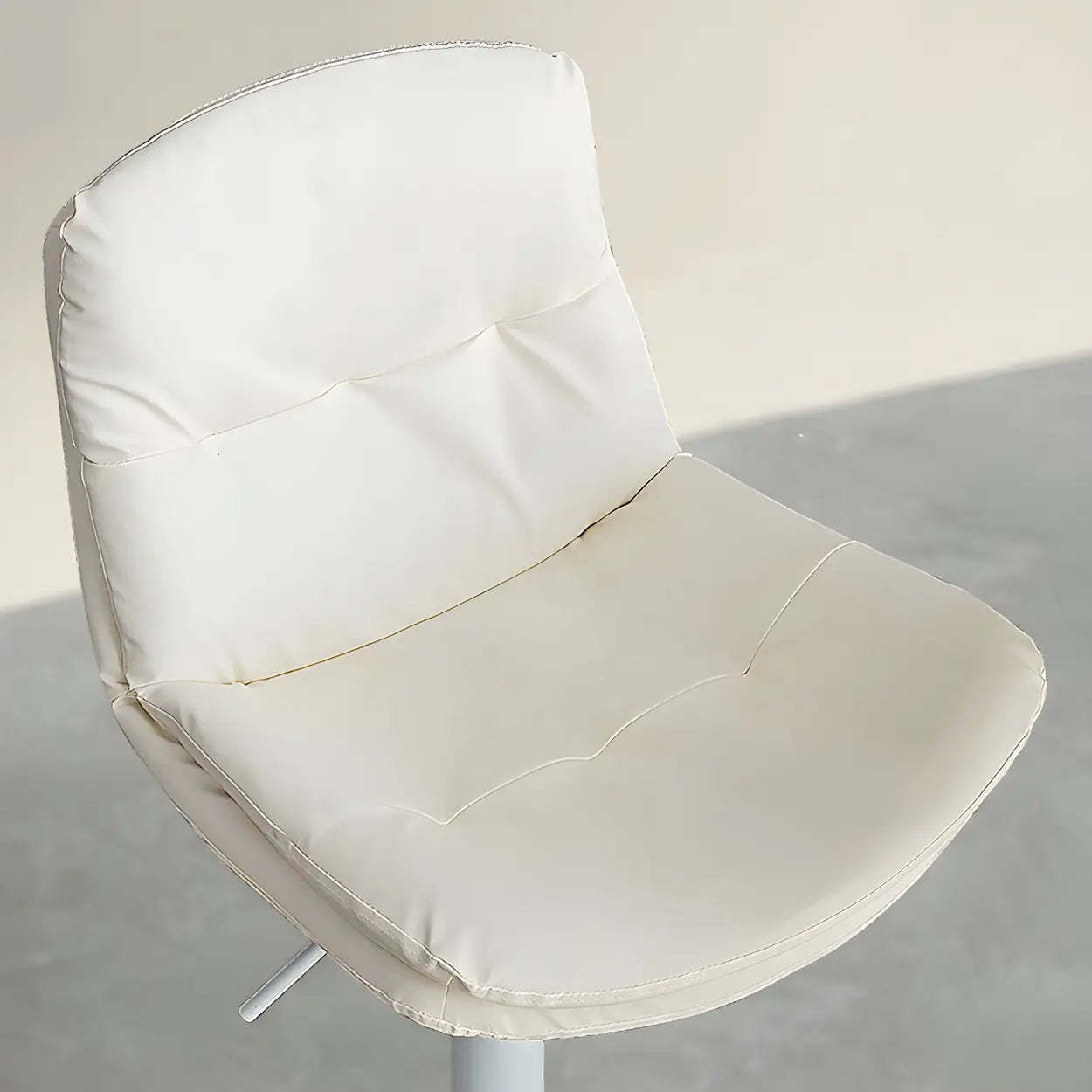 Swivel Beige Faux Leather Bucket Adjustable Bar Stool — White / Dark Gray / 1 Piece