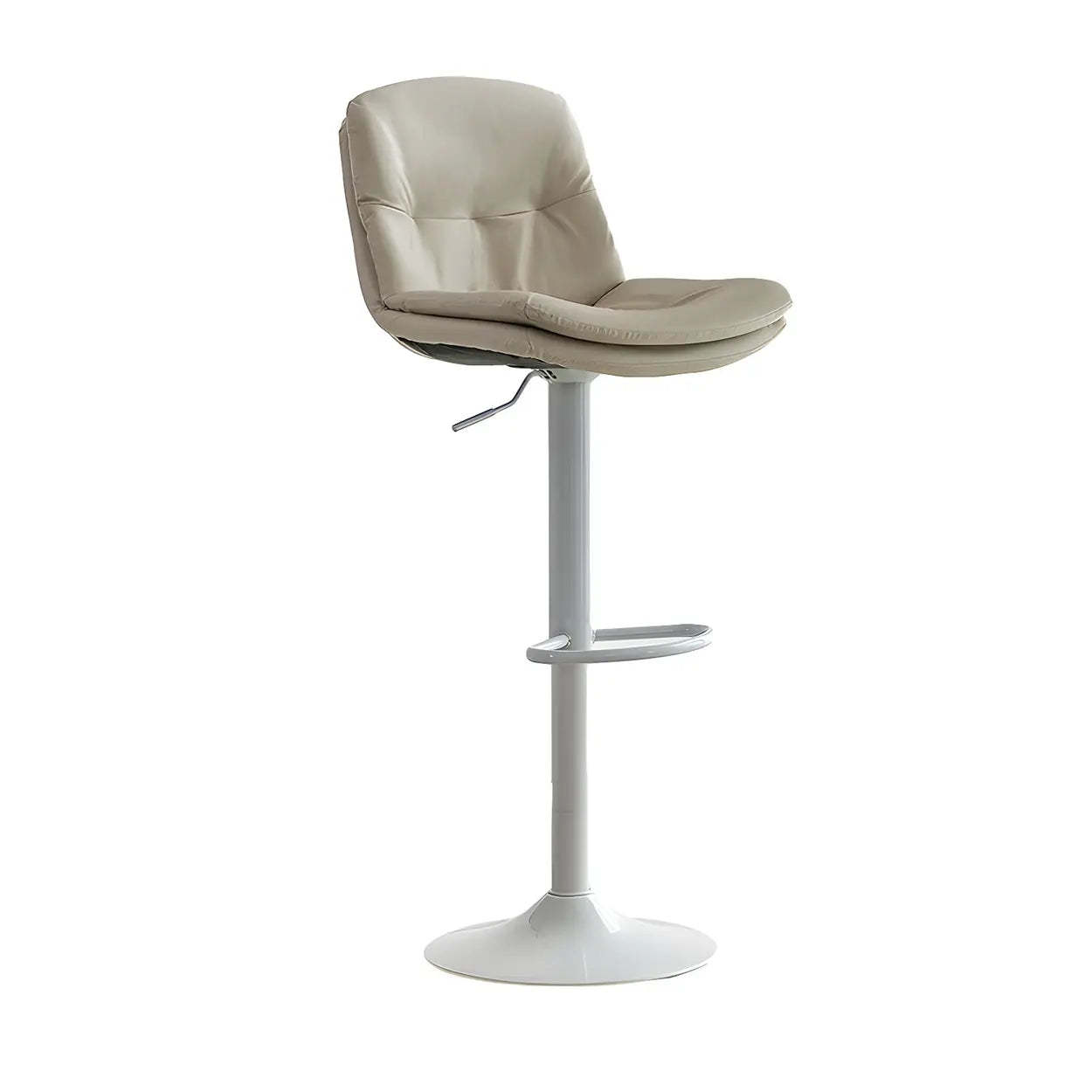 Swivel Beige Faux Leather Bucket Adjustable Bar Stool — White / Light Gray / 1 Piece