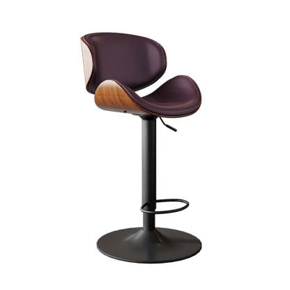 Blue modern bucket footrest bar & counter stools — Faux Leather / Dark Brown / Black