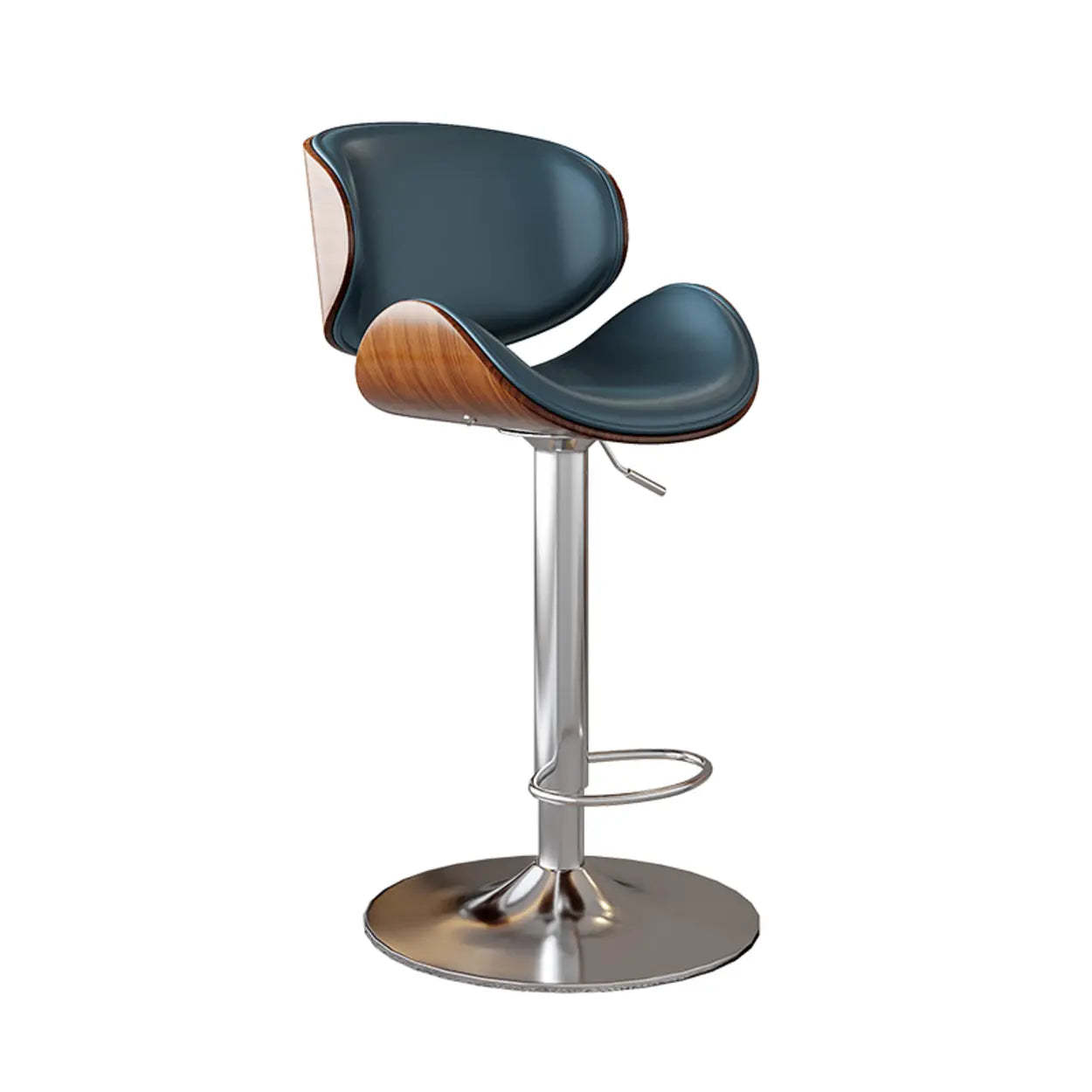 Lighom footrest bucket metal bar & counter stools for kitchen — Genuine Leather / White / Silver