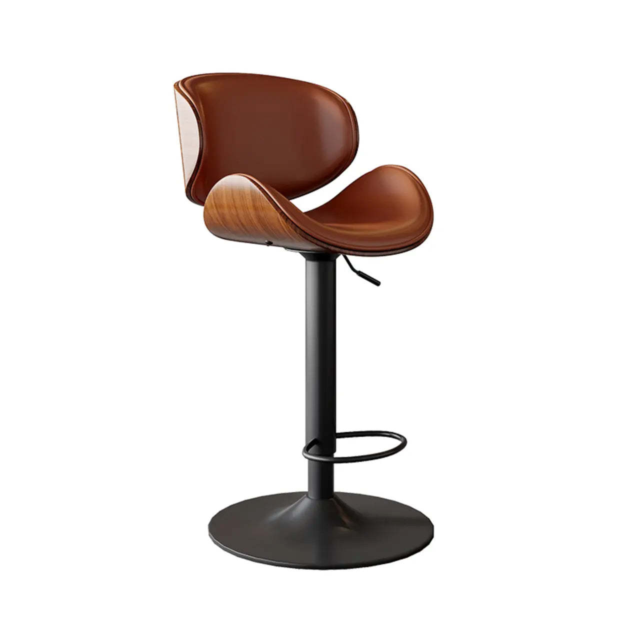Modern bucket footrest blue bar & counter stools — Faux Leather / White / Black
