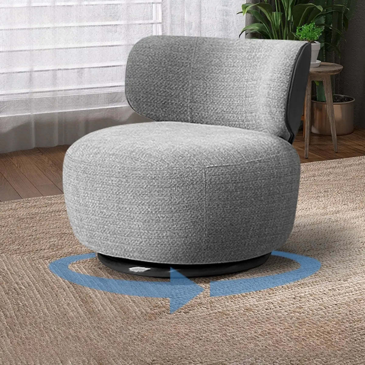 Gray metal fabric linen fixed textured accent chairs - modern