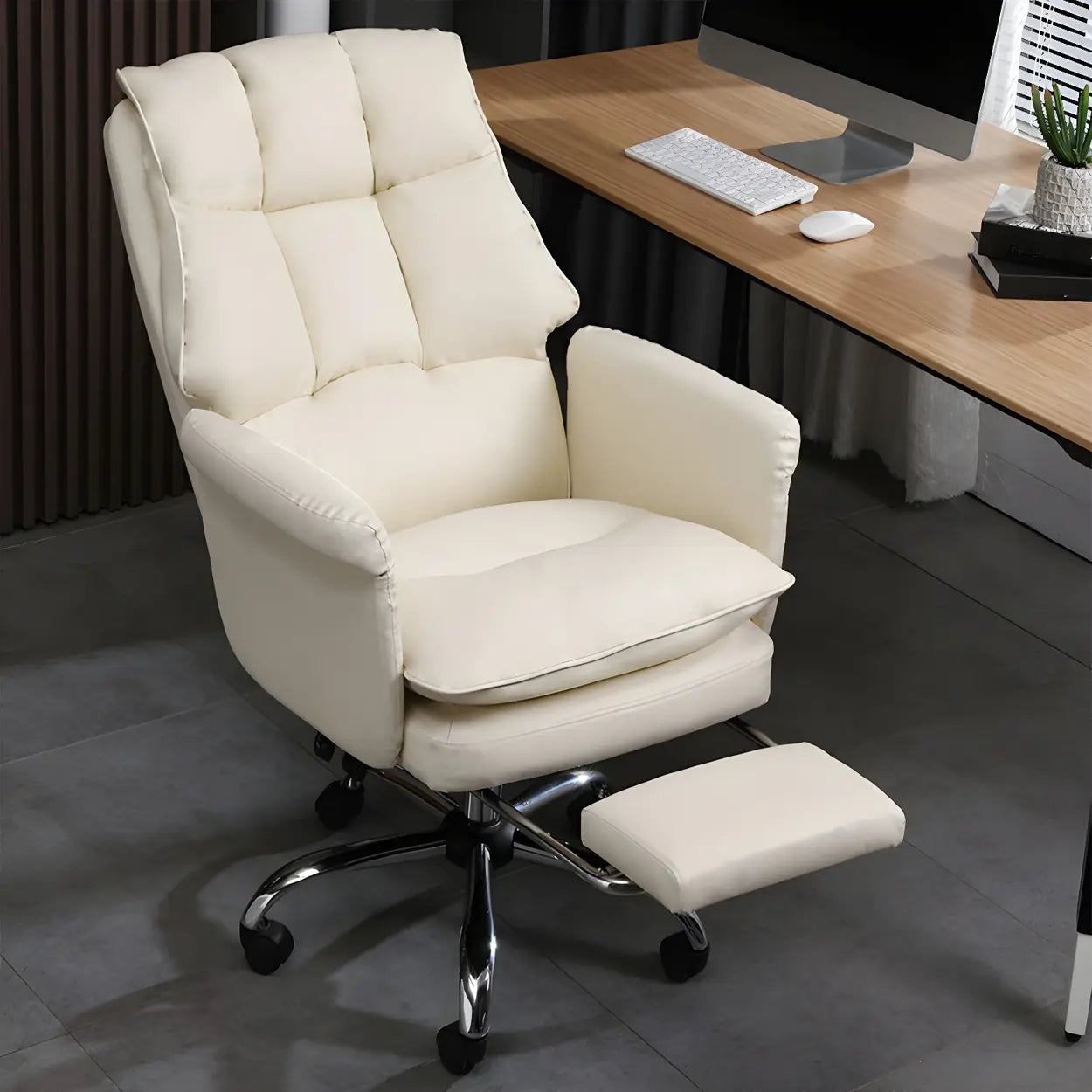 Swivel Ergonomic Leather Office Chair with Footrest