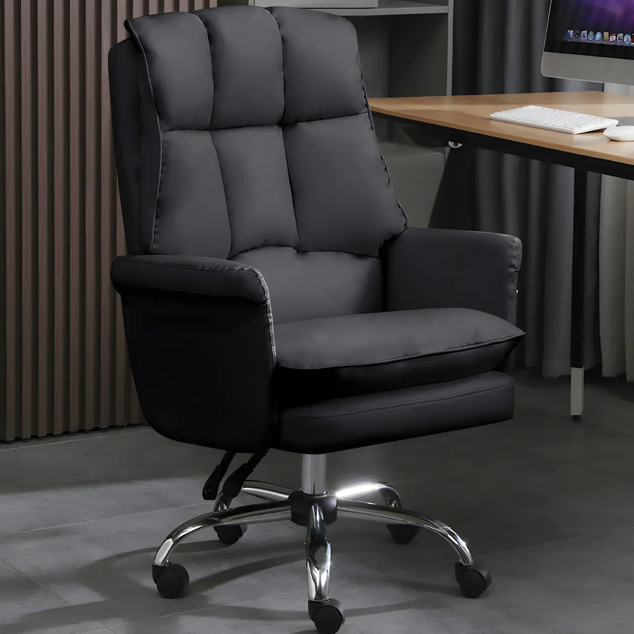 Swivel Ergonomic Leather Office Chair with Footrest