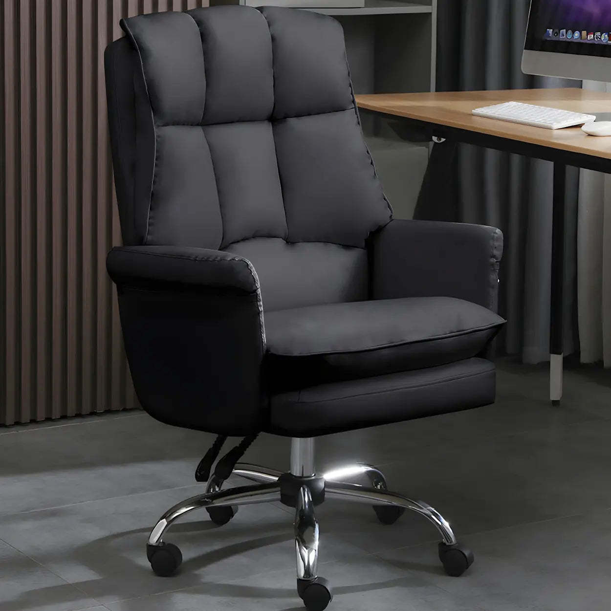Swivel Ergonomic Leather Office Chair with Footrest