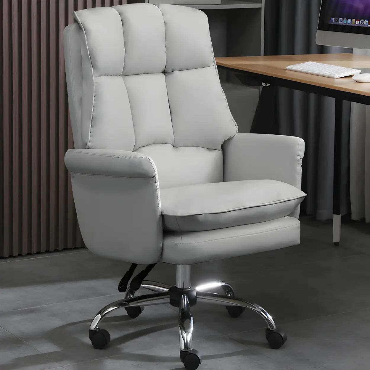 Swivel Ergonomic Leather Office Chair with Footrest