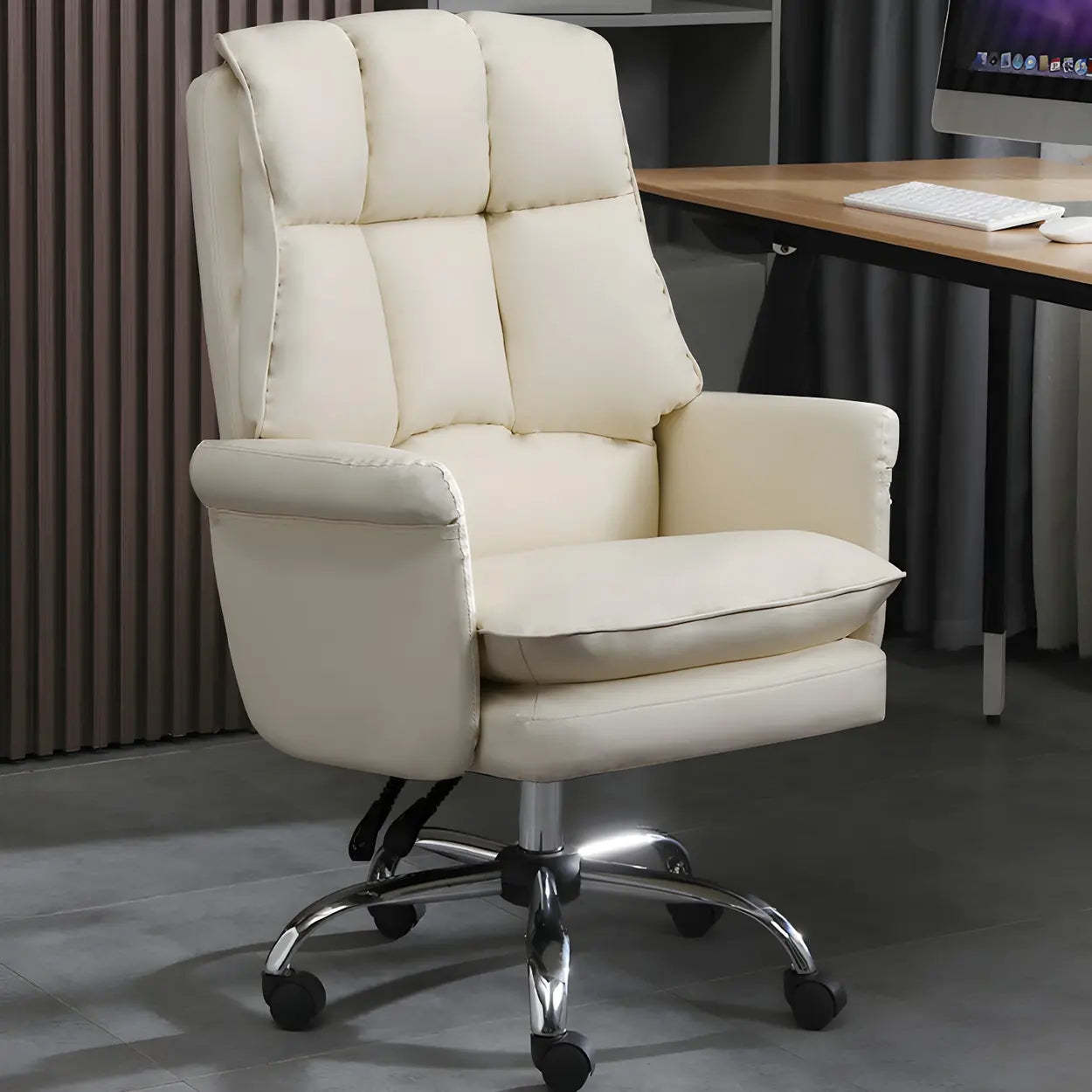 Swivel Ergonomic Leather Office Chair with Footrest