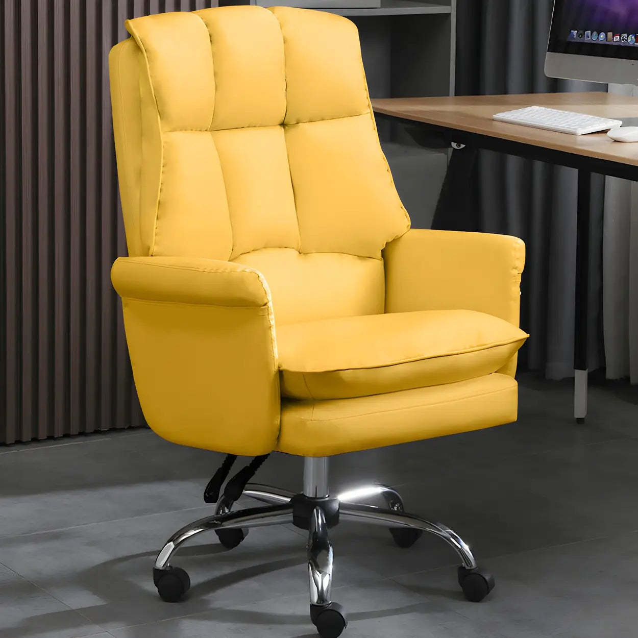 Swivel Ergonomic Leather Office Chair with Footrest