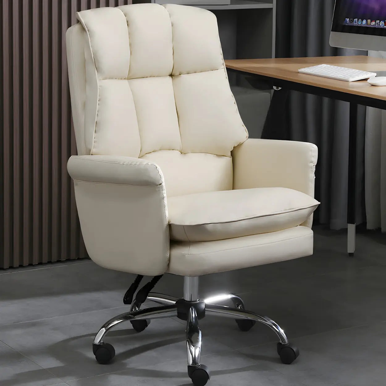 Swivel Ergonomic Leather Office Chair with Footrest