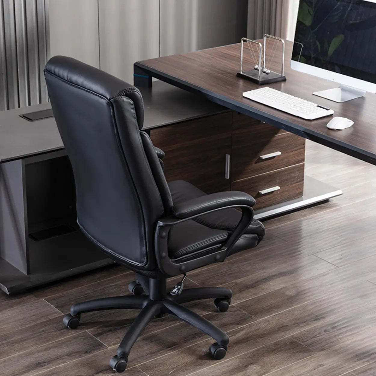 Swivel Executive Leather Black Office Chair — Brown / Leathaire