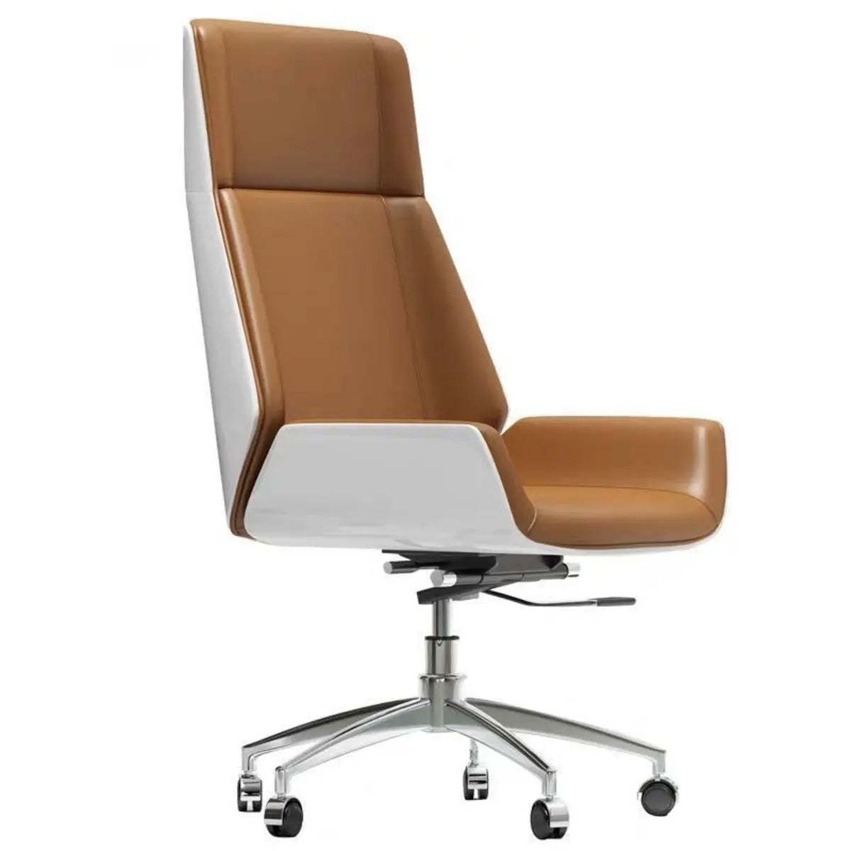 Leather back faux office chairs in leather — White / Orange