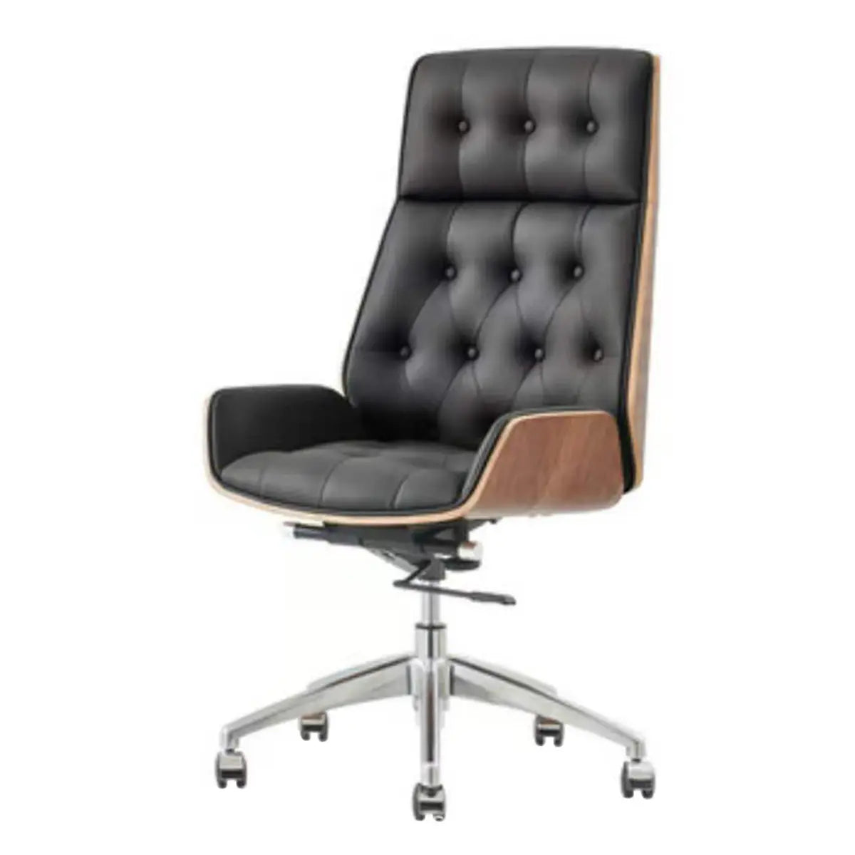 Swivel Faux Leather Office Chair with Headrest and Armrest — Brown