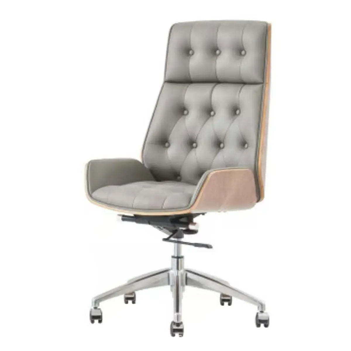 Swivel Faux Leather Office Chair with Headrest and Armrest — Grey