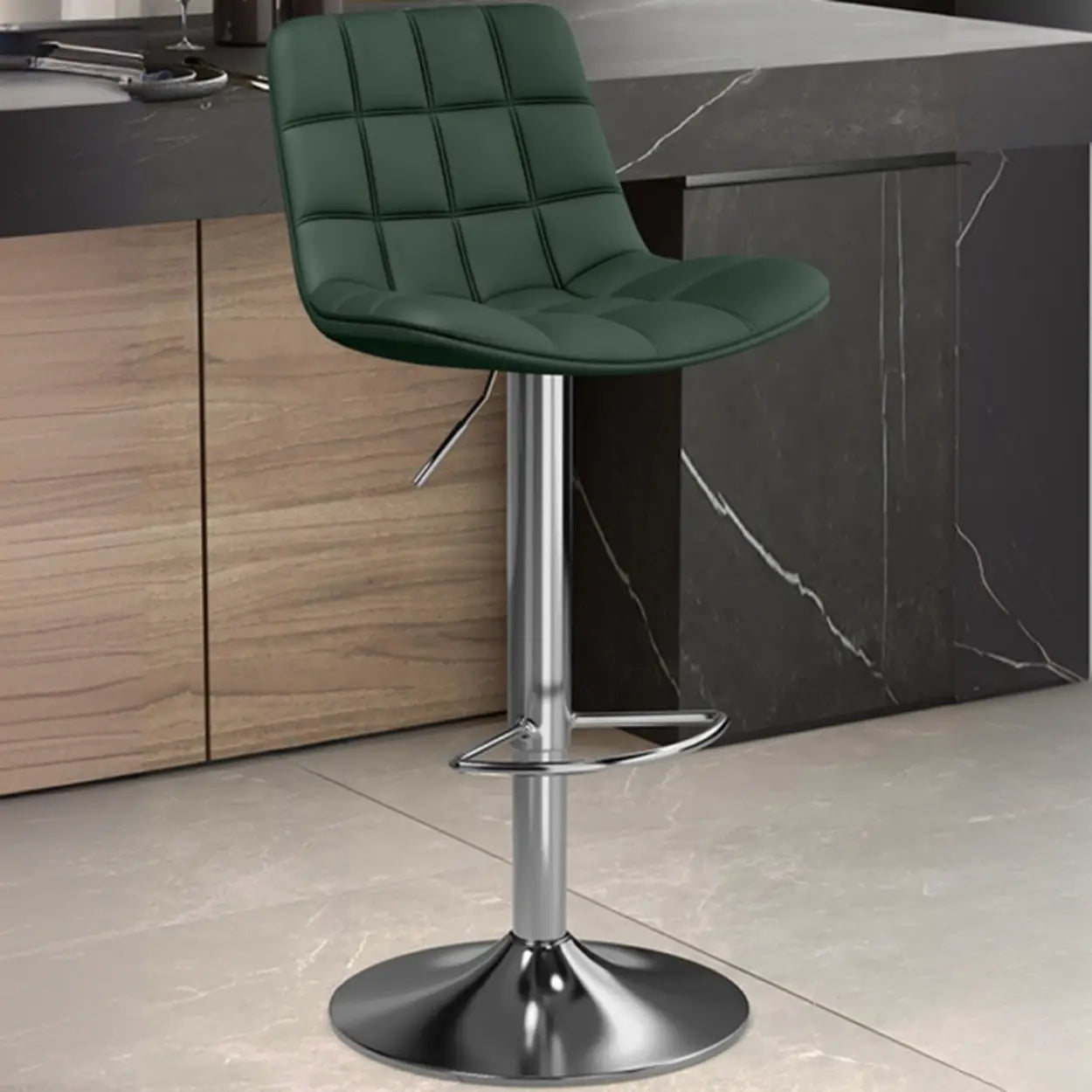 Saddle Faux Leather Swivel Bar Stool with Back