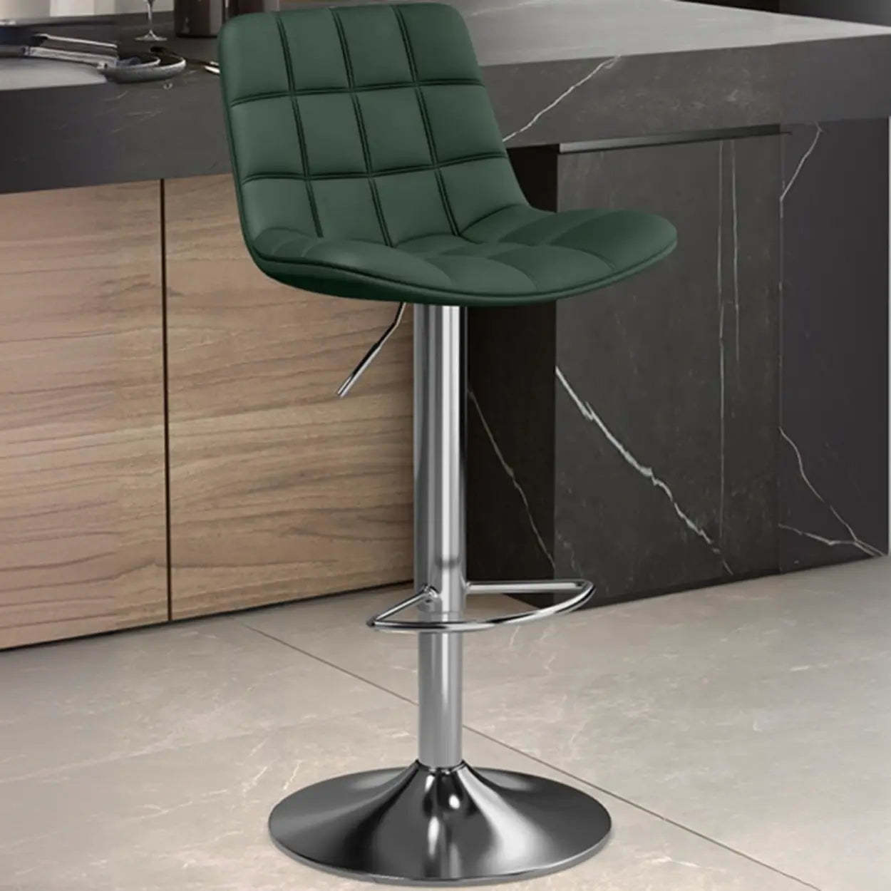 Saddle Faux Leather Swivel Bar Stool with Back