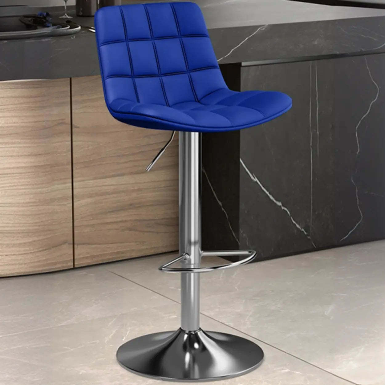 Saddle Faux Leather Swivel Bar Stool with Back