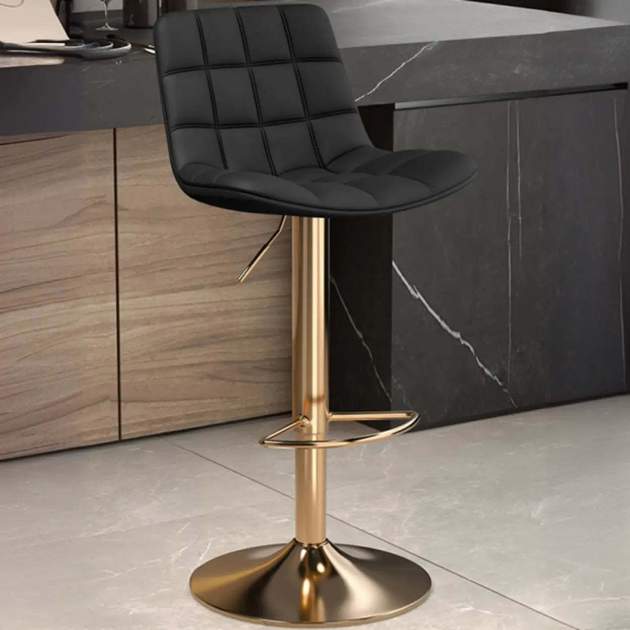 Saddle Faux Leather Swivel Bar Stool with Back