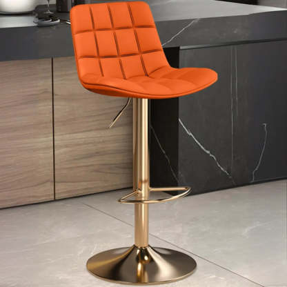 Saddle Faux Leather Swivel Bar Stool with Back