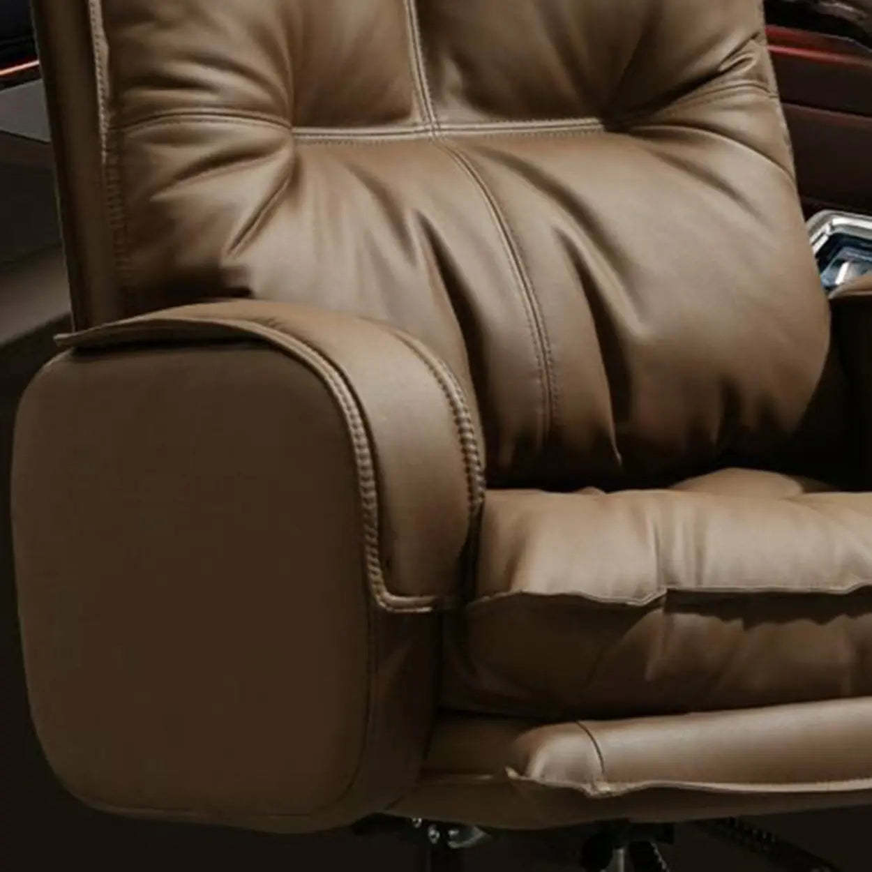 Swivel Ergonomic Recliner Leather Office Chair — Grey / Without Footrest / Sponge
