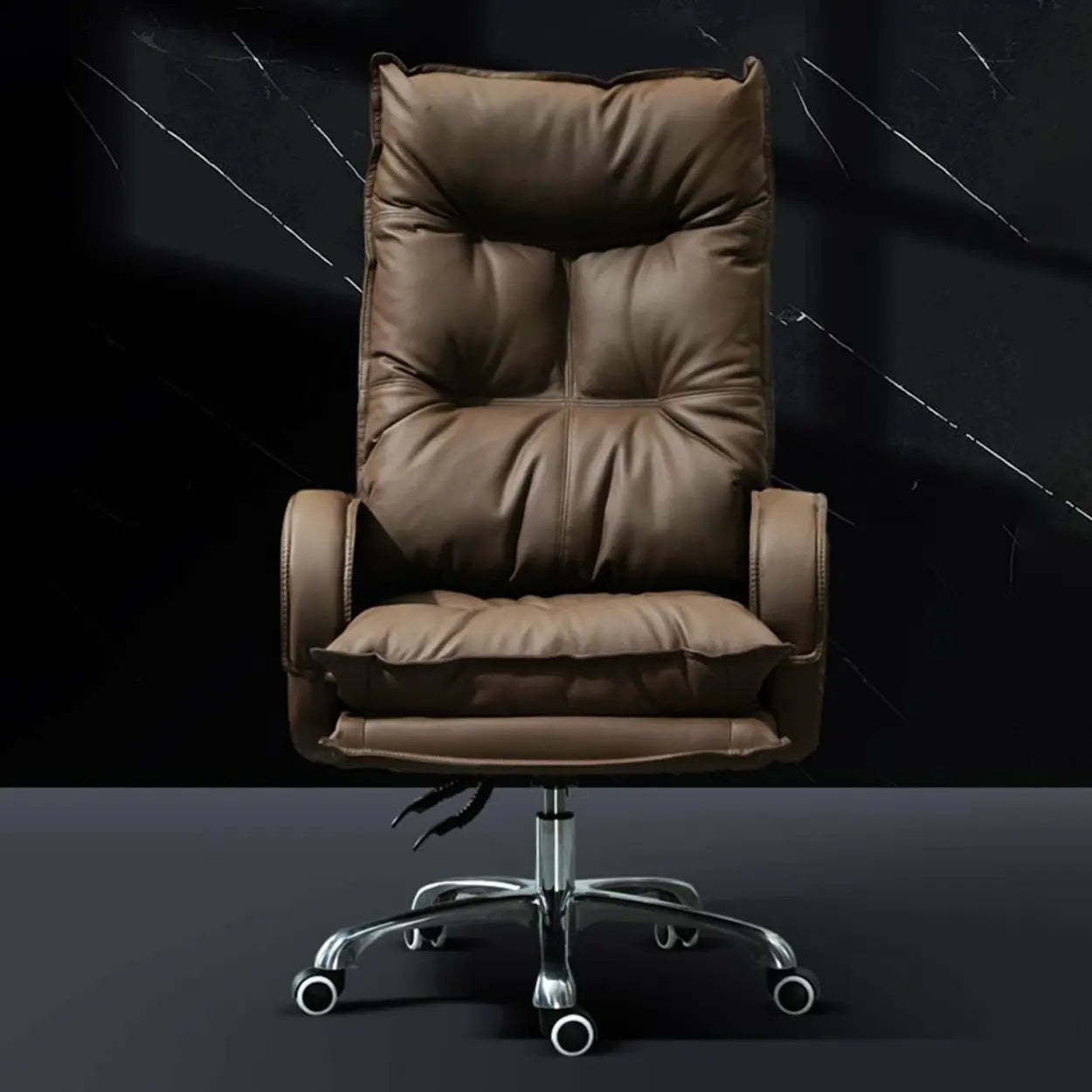 Swivel Ergonomic Recliner Leather Office Chair — Coffee / With Footrest / Latex
