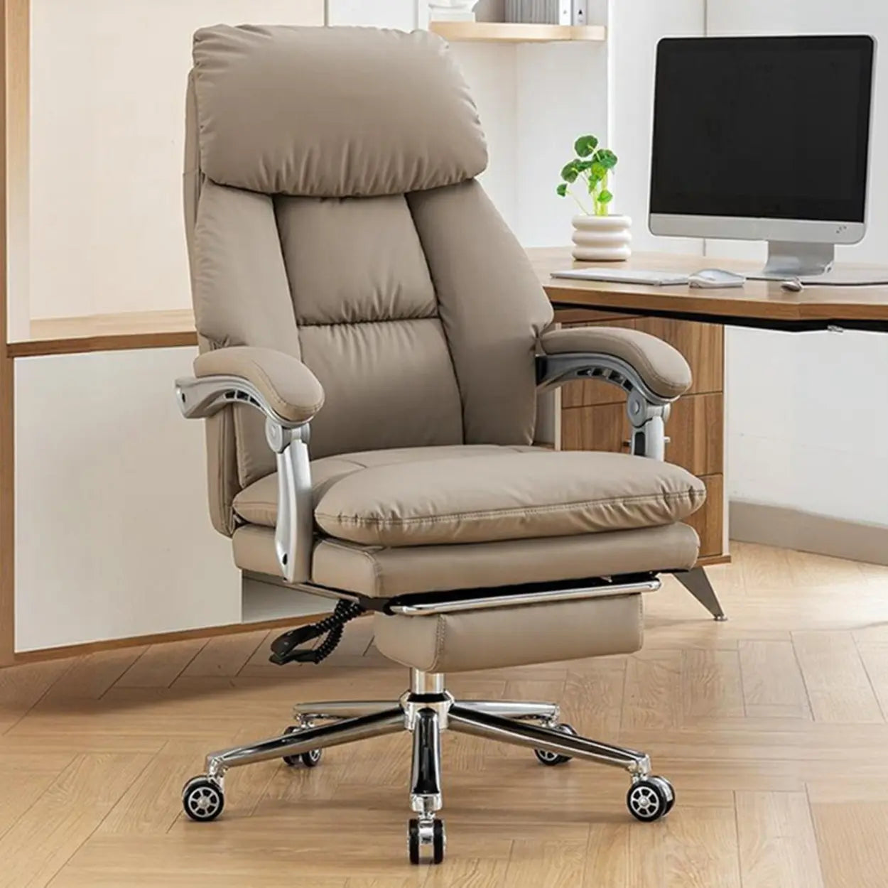 Swivel High-Back Faux Leather Office Chair with Headrest