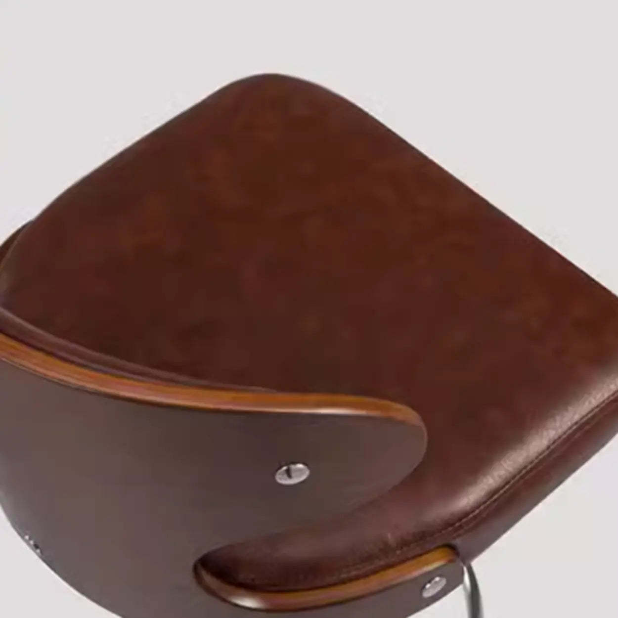 Leather Curved-Back Swivel Bar Stool with Footrest
