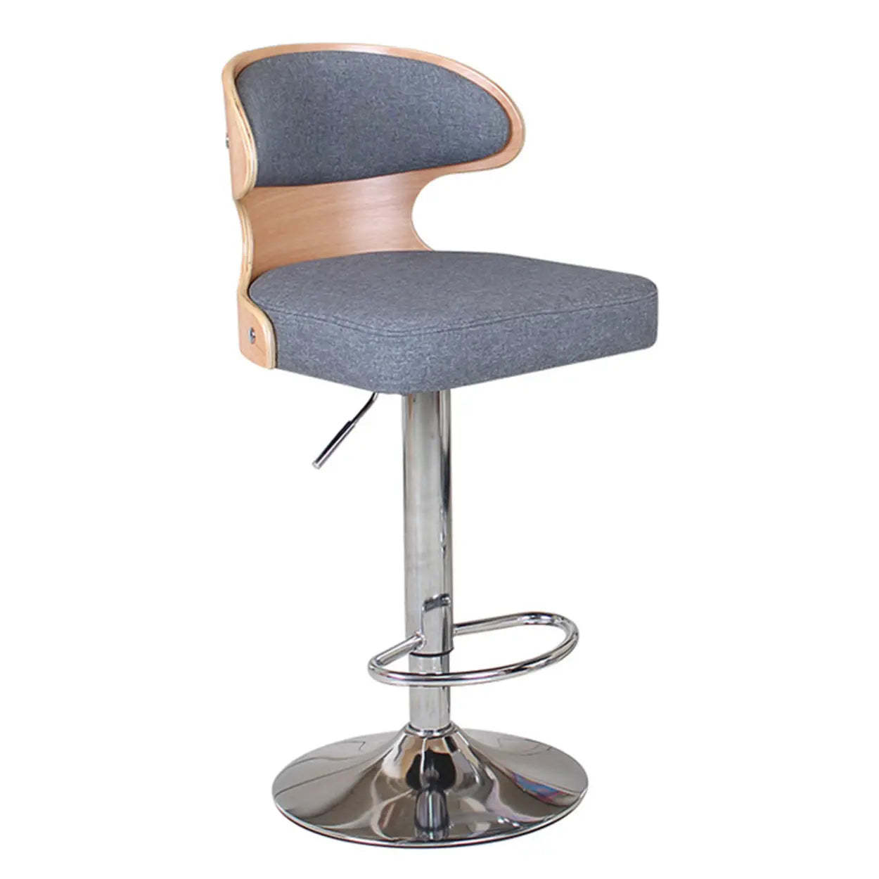 Gray modern curved-back footrest bar & counter stools