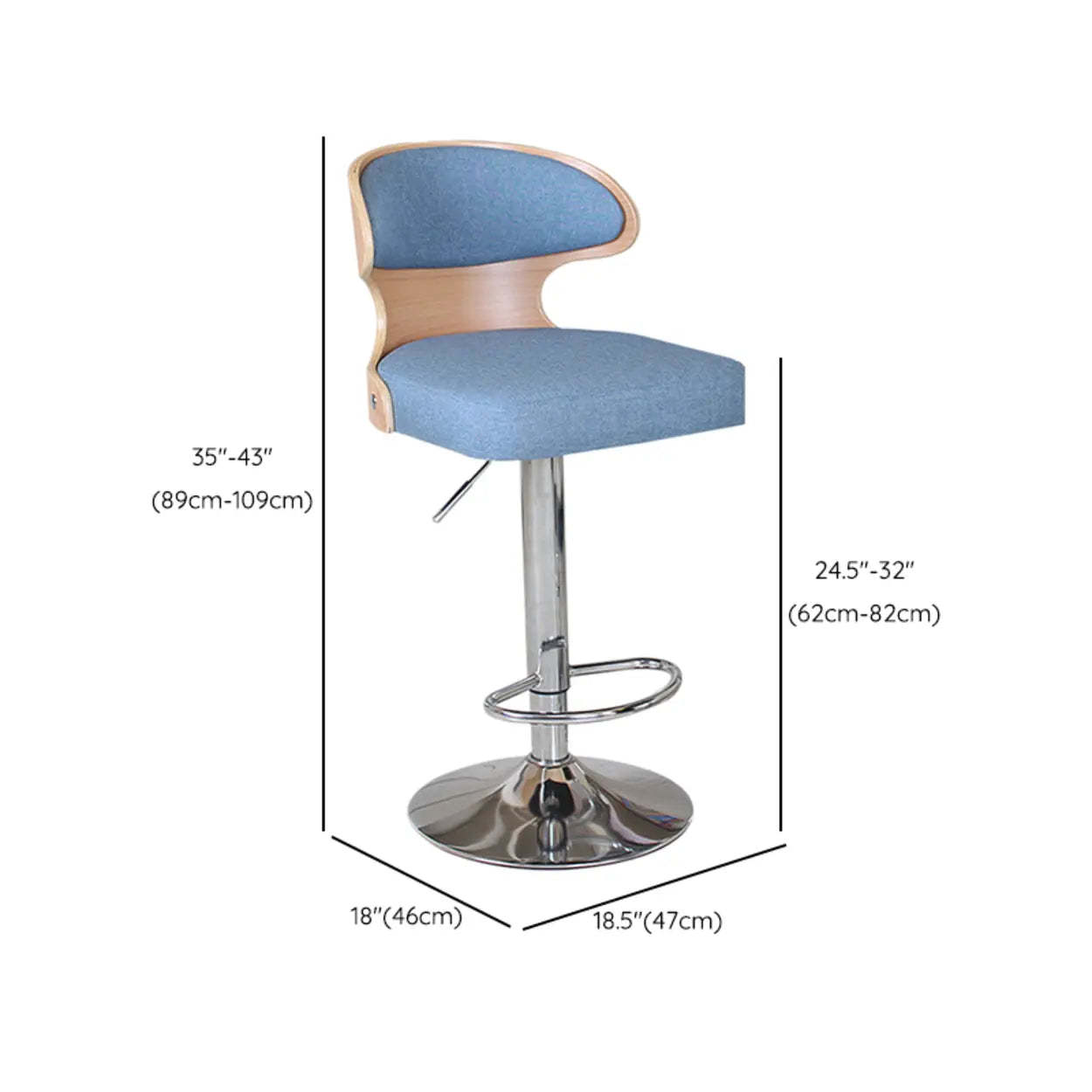 Leather Curved-Back Swivel Bar Stool with Footrest